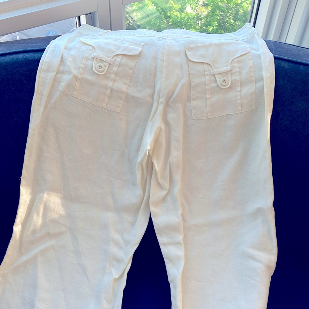 Anthropologie Moth Ivory Linen Capri Pants #57